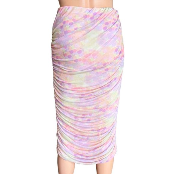 NEW Sage the Label Pink Glowing Ruched Midi Skirt - Picture 6 of 7